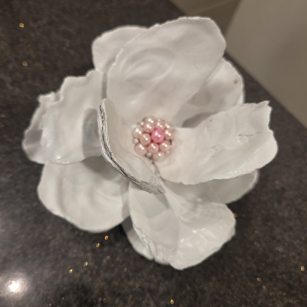 Handcrafted Oyster Shell Magnolia Flower